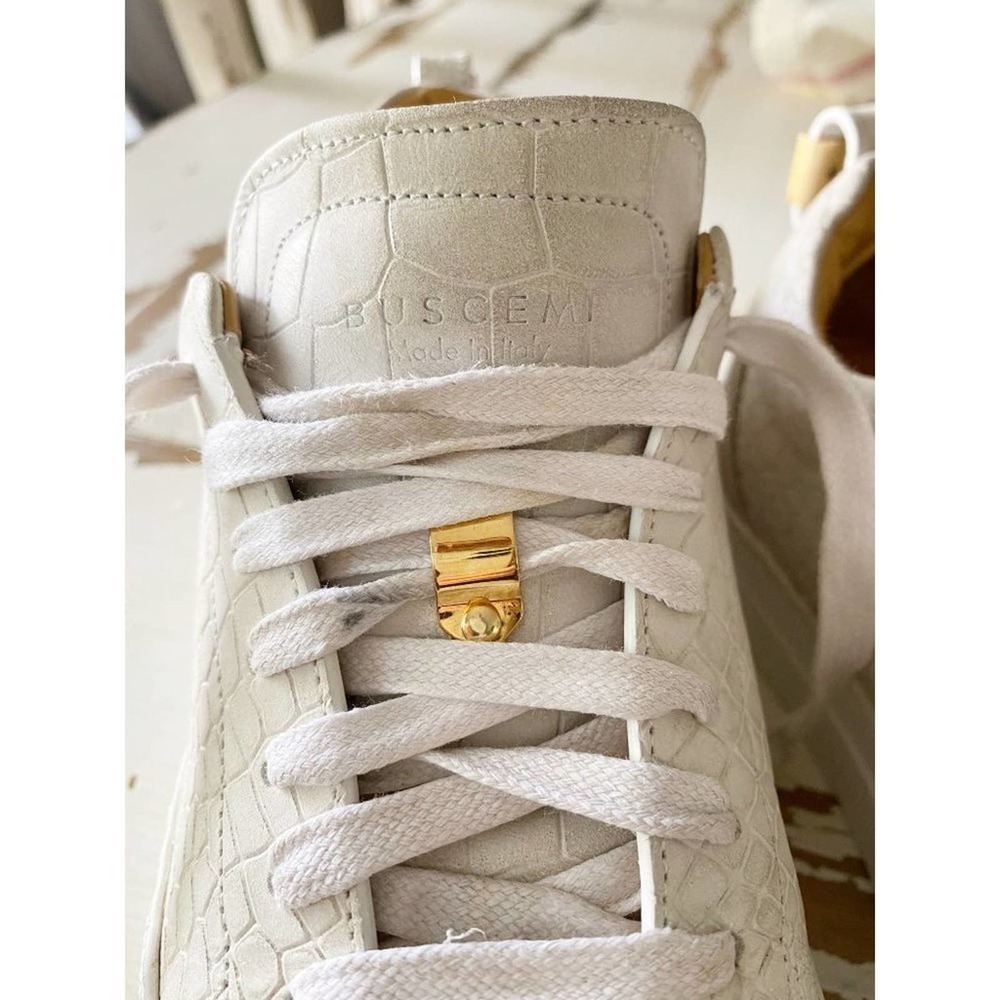 Buscemi En Noir White Crocodile Embossed Leather Low Top Sneakers Shoes Size 6 - Picture 9 of 11